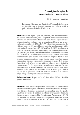 Prescri&ccedil;&atilde;o da a&ccedil;&atilde;o de improbidade contra militar
