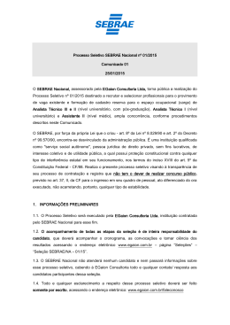 Processo Seletivo SEBRAE Nacional nº 01/2015 Comunicado 01 25