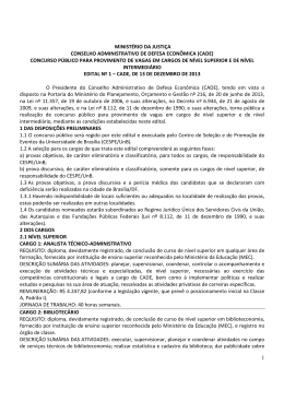 Edital n&ordm; 1 - CADE, de 13 de dezembro de 2013