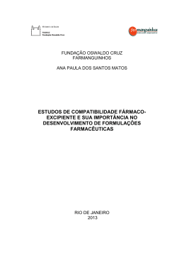 estudos de compatibilidade f&aacute;rmaco- excipiente e - Arca