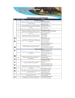 Programa&ccedil;&atilde;o VIII Jornada Cient&iacute;fica CEDSA