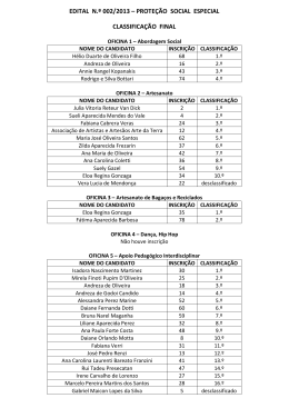 prote&ccedil;&atilde;o social especial classifica&ccedil;&atilde;o final