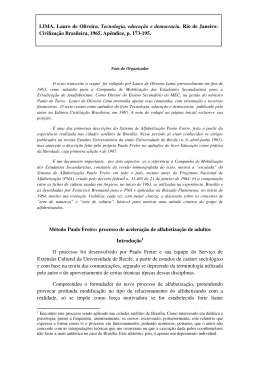 Método Paulo Freire: processo de aceleração de alfabetização de