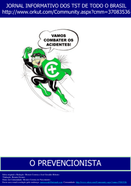 Jornal O Prevencionista 13.a Edi&ccedil;&atilde;o, dispon&iacute;vel para