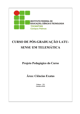 Projeto Pedag&oacute;gico do Curso