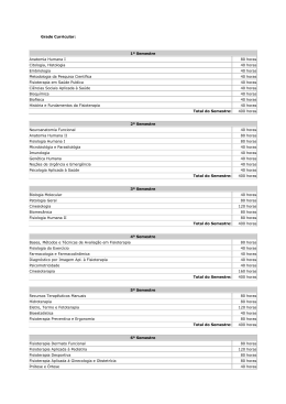 Grade Curricular: 1&ordm; Semestre Anatomia Humana I 80 horas