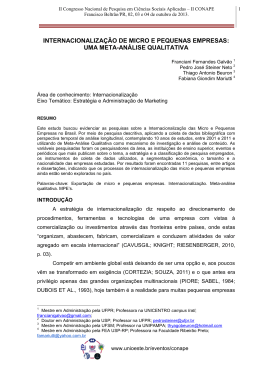 internacionaliza&ccedil;&atilde;o de micro e pequenas empresas: uma