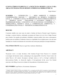 o novo c&oacute;digo florestal e a isen&ccedil;&atilde;o da reserva legal para
