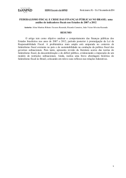 FEDERALISMO FISCAL E CRISE DAS FINAN&Ccedil;AS