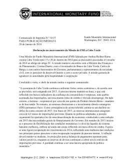 Declaração no encerramento da Missão do FMI a Cabo Verde