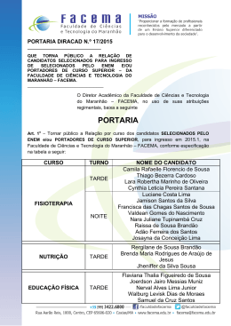 PORTARIA DIRACAD N.&ordm; 17/2015 &ndash; Que torna p&uacute;blico a