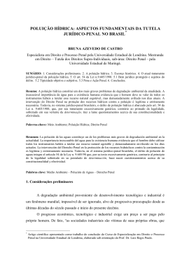 polui&ccedil;&atilde;o h&iacute;drica: aspectos fundamentais da tutela jur&iacute;dico