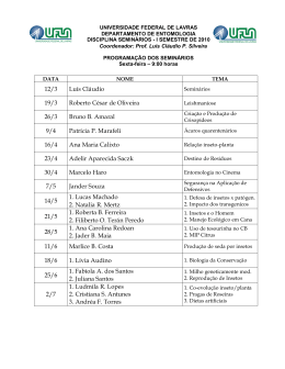 12/3 Lu&iacute;s Cl&aacute;udio 19/3 Roberto C&eacute;sar de Oliveira 26/3 - PRPG