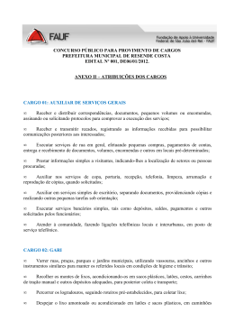 ANEXO II &ndash; ATRIBUI&Ccedil;&Otilde;ES DOS CARGOS