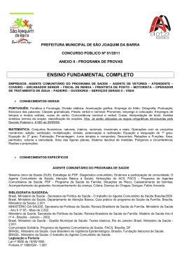 ANEXO II - PROGRAMA DE PROVAS