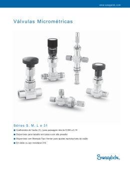 Válvulas Micrométricas, Séries S, M, L e 31, (MS-01