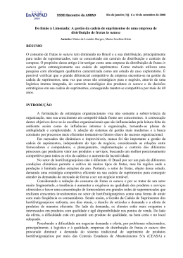 Do lim&atilde;o &agrave; Limonada: A gest&atilde;o da cadeia de suprimentos