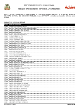 Relação das Inscrições Deferidas Após Recursos