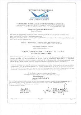 CERTIFICADO DE oRGANIzAcÃo DE MAle-TENÇÃO