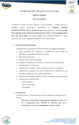 VESTIBULAR UNIFICADO FACISA/FCM/ESAC 2011