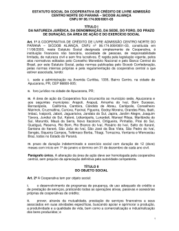 ESTATUTO SOCIAL DA COOPERATIVA DE CR&Eacute;DITO DE