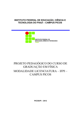 PPC - Licenciatura em F&iacute;sica - Instituto Federal de Educa&ccedil;&atilde;o