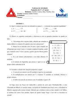 Caderno de Atividades Equações do 1º e 2º graus - Unifal-MG