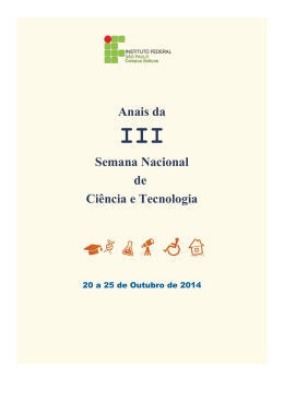 Anais da III Semana Nacional de Ci&ecirc;ncia e - Campus Boituva