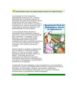 Destina&ccedil;&atilde;o final de embalagens vazias de agrot&oacute;xicos