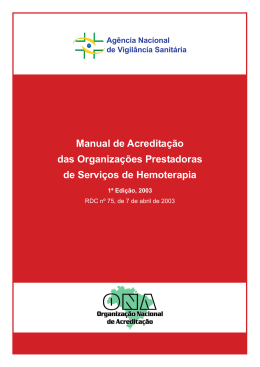 Manual de Acreditação das Organizações Prestadoras de Serviços