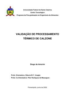 VALIDA&Ccedil;&Atilde;O DE PROCESSAMENTO T&Eacute;RMICO DE CALZONE
