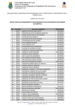 Divulgação de deferimento / indeferimento das inscrições