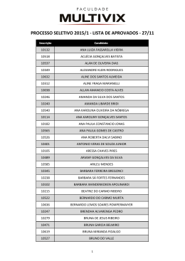 PROCESSO SELETIVO 2015/1 - LISTA DE APROVADOS