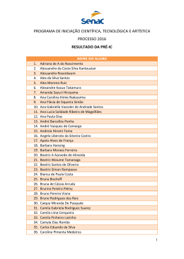 Resultado da pr&eacute;-ic &ndash; processo 2016