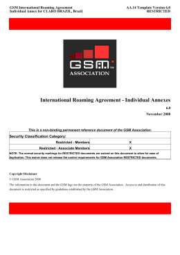 International Roaming Agreement - Individual Annexes