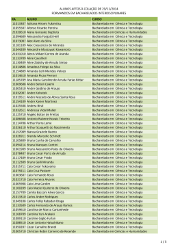 Alunos aptos para Cola&ccedil;&atilde;o de Grau