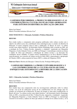 a produ&ccedil;&atilde;o bibliogr&aacute;fica e as contribui&ccedil;&otilde;es da cultura escolar como
