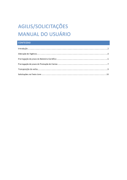 AGILIS/SOLICITA&Ccedil;&Otilde;ES MANUAL DO USU&Aacute;RIO