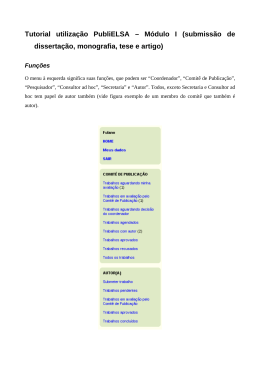 Tutorial utiliza&ccedil;&atilde;o PubliELSA &ndash; M&oacute;dulo I (submiss&atilde;o de