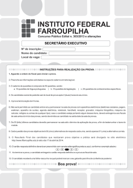Prova - Secret&aacute;rio Executivo - Instituto Federal de Educa&ccedil;&atilde;o