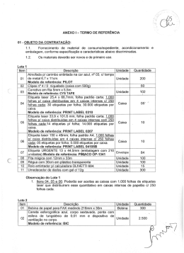 ANEXO I- TERMO DE REFER&Ecirc;NCIA 01 _. oBJETo DA