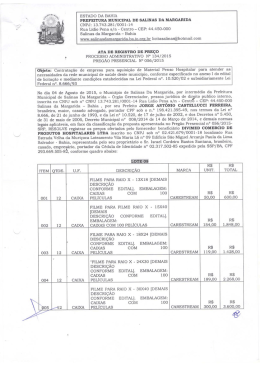 Ata de Registro de Preço Processo Administrativo nº 0134/2015