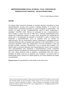 EMPREENDEDORISMO SOCIAL NO BRASIL: INTRODU&Ccedil;&Atilde;O A