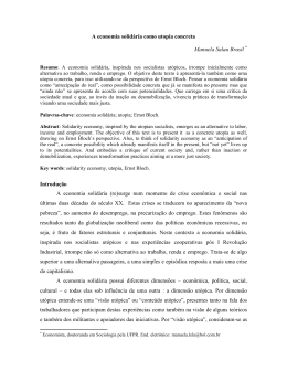 A economia solid&aacute;ria como utopia concreta Manuela Salau Brasil