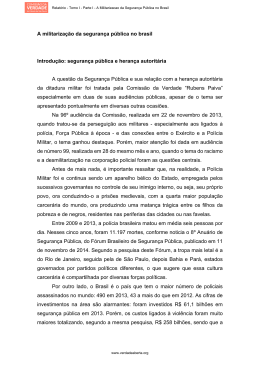 A militariza&ccedil;&atilde;o da seguran&ccedil;a p&uacute;blica no brasil Introdu&ccedil;&atilde;o