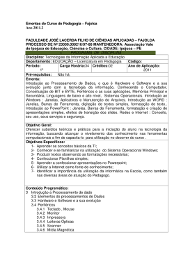 Ementas do Curso de Pedagogia &ndash; Fajolca Ano 2011.2