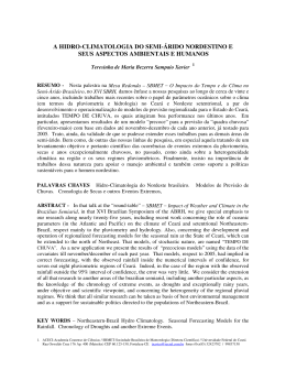 a hidro-climatologia do semi-&aacute;rido nordestino e seus aspectos
