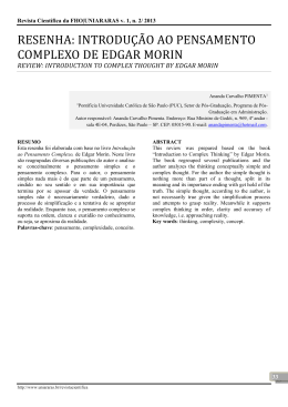 resenha: introdu&ccedil;&atilde;o ao pensamento complexo de edgar