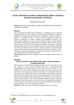 tutor é professor: algumas considerações sobre o trabalho docente