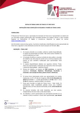 edital de temas livres 10&ordm; craco e 2&ordm; cbco 2015 instru&ccedil;&otilde;es para